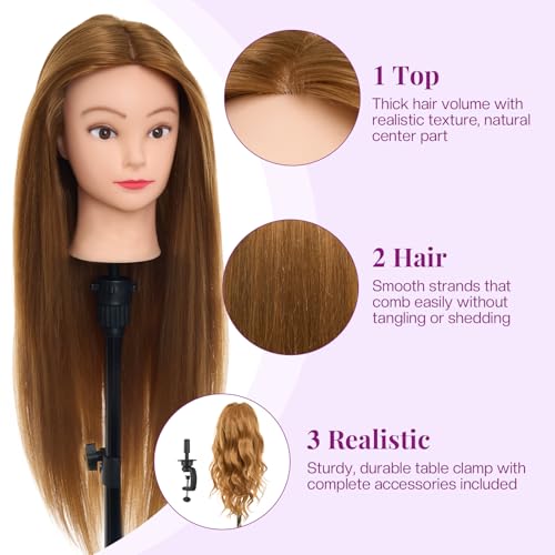 Image of Mannequin Head with 80% Human Hair 26-28 inch Doll Head for Hairdresser