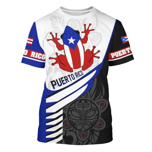 Puerto Rico Shirt Short Sleeves Graphic Funny Tee Puerto Rico Printed Crewneck Casual Tops Red 2XL