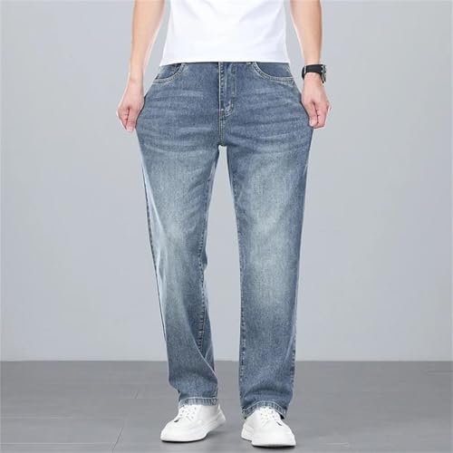 Mens Jeans Summer Thin Straight Leg Denim Pants Light Comfortable Business Casual Breathable Wear2