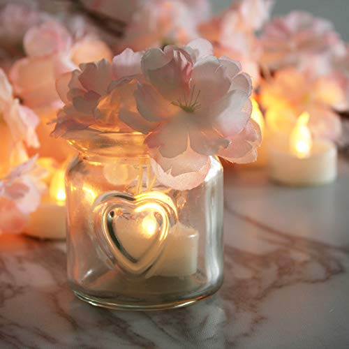 Image of 60 Pack Battery Operated Flameless LED Tea Lights Realistic Flickering Electric Votive Tealight Candles Set Bulk Halloween Pumpkin Jack O Lantern Party Wedding Decorations Centerpieces Batteries Incl.