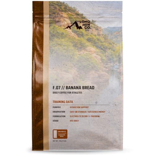 Image of Long Run Coffee - Daily Coffee for Athletes with Essential Electrolytes & L-Theanine - Hydration Protection + Easy on Stomach + Natural, Sustained Energy + Recovery for Runners and Athletes [Freshly Ground, Banana Bread]