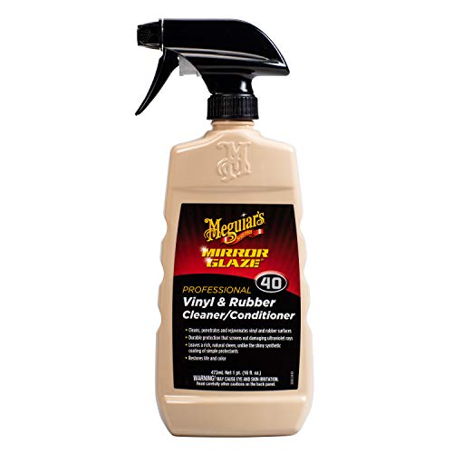 Meguiar’s Professional Vinyl and Rubber Cleaner Conditioner M4016 – Pro-Grade for Interior and Exterior, Screens out UV Rays while Leaving Behind a Natural Sheen, 16 Oz