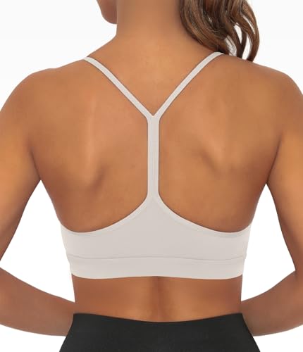 Image of Comper Y Back Sports Bra for Women Low Impact Racerback Workout Bras Sexy Thin Straps Yoga Bras with Removable Pads