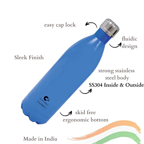 Image of CLAY CRAFT VACBOTT Stark Double Wall|18 Hours Hot and 24 Hours Cold Vacuum Insulated Flask Bottle|1 Pcs, 1000 ml, Water Bottles for Office|Gym|Travelling|BPA-Free|BIS Certified|1Year Limited Warranty