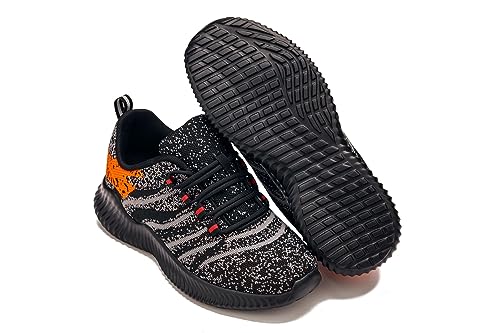 Image of CALTO Men's Invisible Height Increasing Elevator Shoes - Pumpkin Orange /Black /Grey Ultra Lightweight Sporty Sneakers - 2.6 Inches Taller - Q219 - Size 10 D(M) US