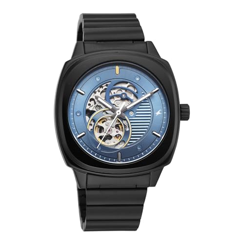 Image of Fastrack Automatics 3.0 Analog with Blue Dial Black Stainless Steel Metal Strap Watch for Men - 3333NM01