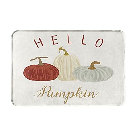 Hello Fall Pumpkin Bath Mat Rug for Bathroom Floor Plush Mats Small Bathmats Soft Washable Non Slip Absorbent Shower Carpet Kitchen Sink Rugs Bathroom Decor Accessories Cover