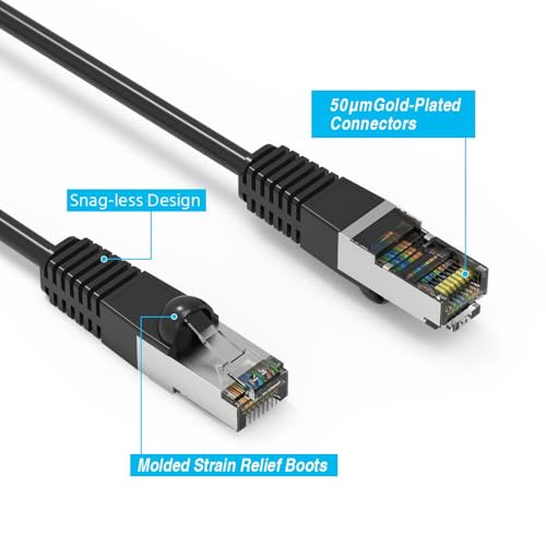 Cable Ethernet FireFold Cat5E Blindado 15ft Negro miniatura 2