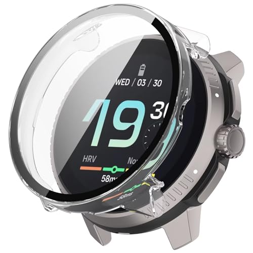 FTRONGRT Coque Compatible avec Suunto Race, PC + Film Trempé, Anti-Rayures, Étui de Protection Tout Compris Compatible avec Suunto Race Montre.Transparent