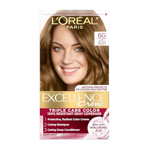 Image of L'Oreal Paris Excellence Creme Triple Protection Hair Color -Light Golden Brown [6G] Pack of 2