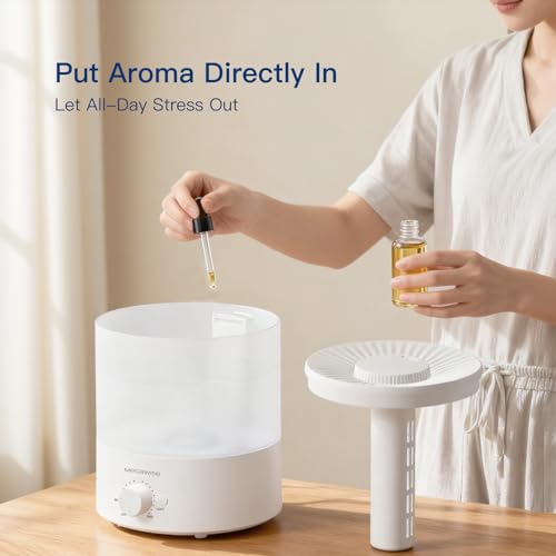 Image of Megawise Cool Mist Humidifiers for Bedroom, 2L Tank Ultra-Quiet Humidifier for Large Room, 40H Runtime with 7 Color Ambient Light, Auto Shut-Off Protection