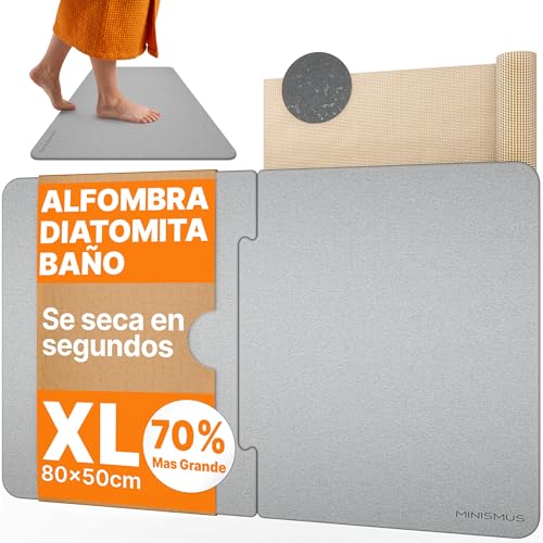 Minismus Alfombrilla De Baño De Piedra 80 X 50 Cm Alfombrilla De Baño De Piedra De Diatomita, Alfombrilla De Piedra Para Baño, Alfombrilla De Ducha De Secado Rápido, Tamaño Xl Alfombrilla De Ducha