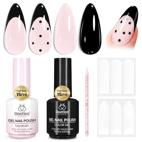 Image of Beetles French Manicure Kit, 2pcs 15ml Jelly & Black Colors Gel