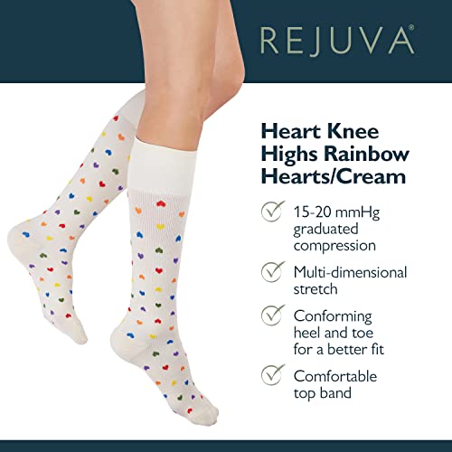 Image of Rejuva Women's Heart Pattern Knee High 15-20 mmHg Graduated Compression Socks