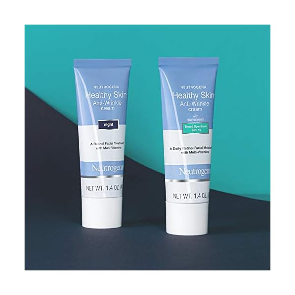 Neutrogena Healthy Skin Anti-Wrinkle Retinol & Vitamin E Daily Moisturizer with SPF 15 Sunscreen, Oil-Free Face & Neck Cream with Retinol, Vitamin E, Vitamin A & Vitamin B5, 1.4 oz
