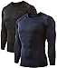 DEVOPS 2 Pack Men's Thermal Long Sleeve Compression Shirts (Large, Black/Navy)