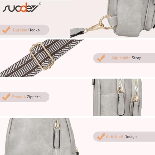 Image of SUOSDEY Sling Bags for Women Crossbody Leather Sling Backpack Chest Bag Shoulder Bags for Casual Traveling Hiking Cycling