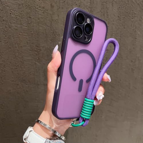 Coque antichoc iPhone 17 Pro Max violette fermeture magnétique dragonne tous modèles iPhone