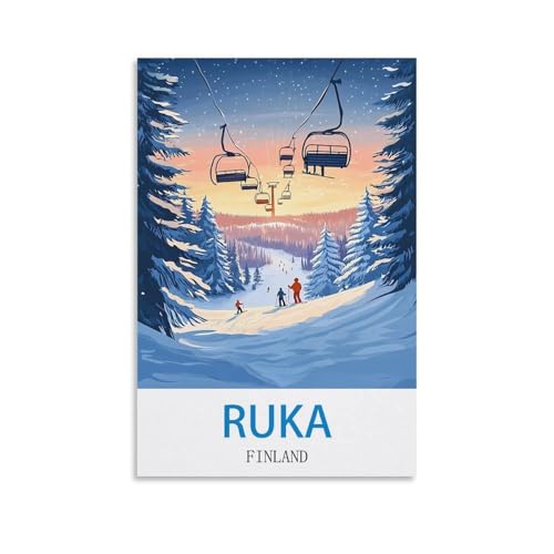 Affiche voyage Finlande Ruka format 50x75 pour habiller un mur vide sans faire de travaux
