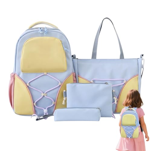 Mochilas Escolares | 4 Piezas Mochilas Secundaria,Mochila De Gran Capacidad Con Estuche Bolso De Viaje Para Utiles Escolares Excursiones Cortas Aula Compras Libros De Texto Estudio Y Adolescente