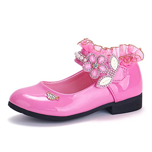 Sameno Baby Princess Shoes 3-11 T Patent Leather Mary Jane Ballerina Flat Dress Shoes Toddler Girls Walking Shoes Gift Hot Pink