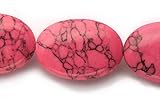 Flat Pink Imitation Turquoise Oval Beads Semi Precious Gemstones Size: 26x18mm Crystal Energy Stone Healing Power for Jewelry Making