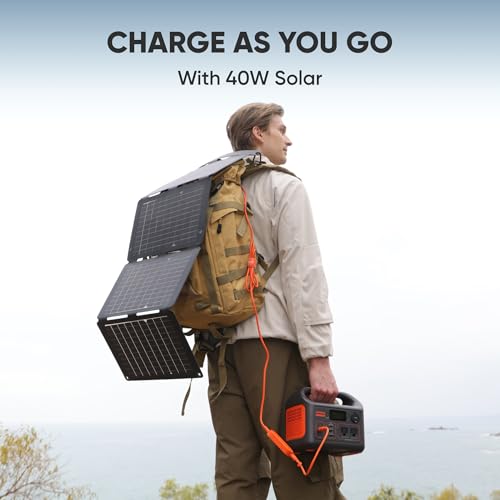 Image of Jackery Solar Generator 300, 292Wh Power Station with 40W Solar Panel, 300W Pure Sine Wave AC Outlet for RV Outdoors Camping Travel Blackout
