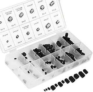 Neiko 50484A Internal Hex Allen Set Screw Assortment, 200Piece | Full Steel Construction