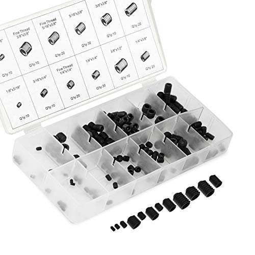 NEIKO 50484A Internal Hex Allen Set Screw Assortment Kit, Coarse and Fine Thread Screws with Full-Steel Construction, 200-Piece Set #1