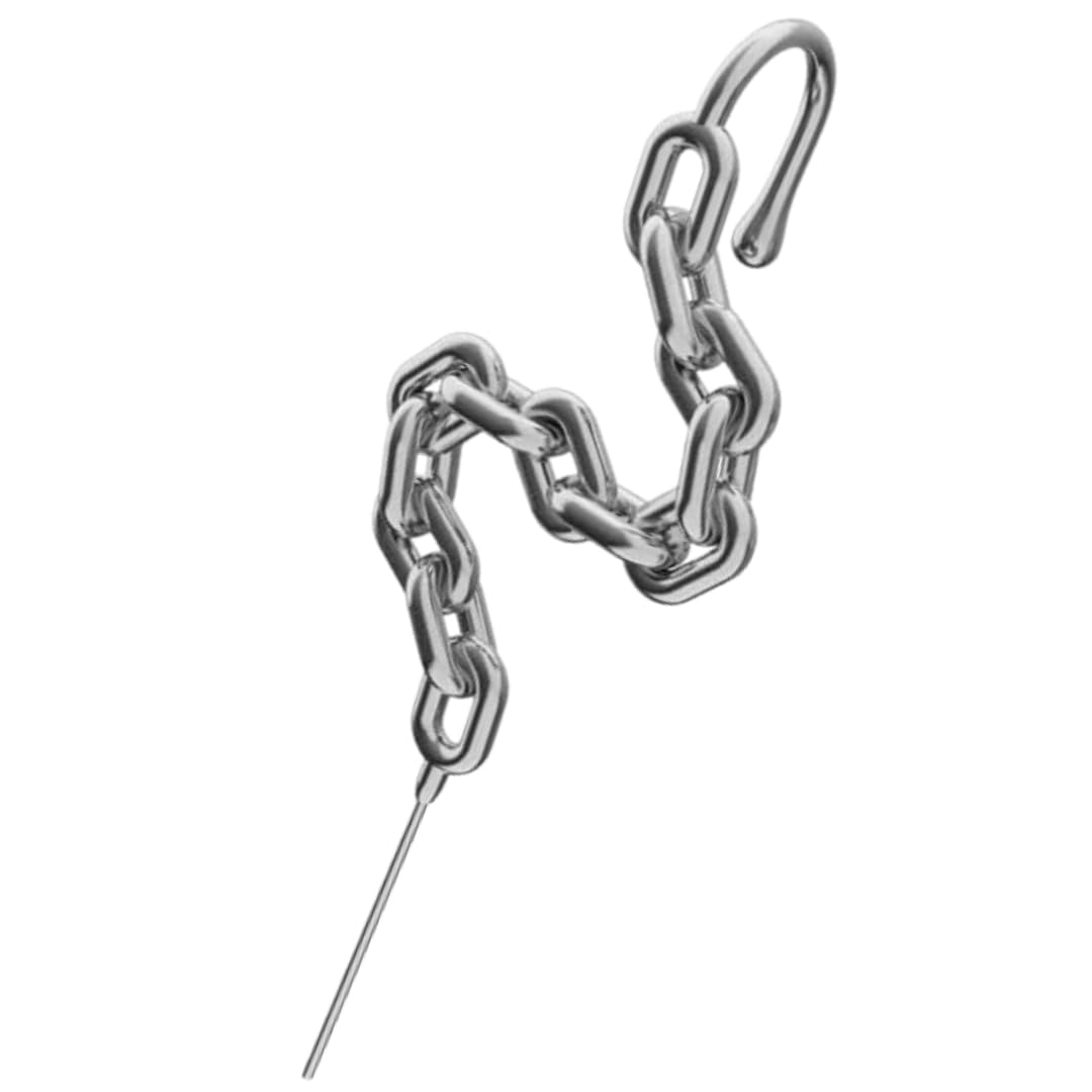 the men thing INTERLINK CHAIN - Pure Titanium Steel Ear Crawler Hook Pin Cuff Earrings for Men & Boys-picture-25