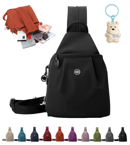 Vovtva Bag, 2025 Vovtva Double Zipper Large Capacity Chest Bag, Unisex Messenger Bag, Oxford Cloth Adjustable Shoulder Strap Travel Bag (Black)