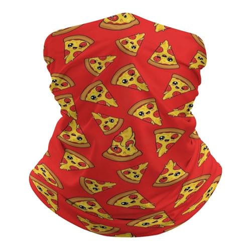 Multipurpose Head Scarf Fashion Red Cheese Pizza Painting Face Mask Headwear for Fishing Yoga Motorcycling Football Cancer Chemo Hair Loss, Moisuture Wicking Neck Gaiter