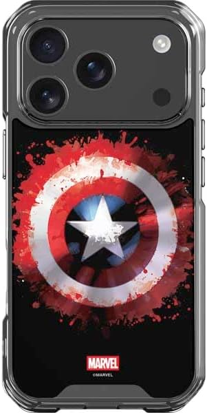 Skinit Clear Phone Case Compatible with iPhone 17 Pro - Officially Licensed Marvel Captain America Shield Break Design