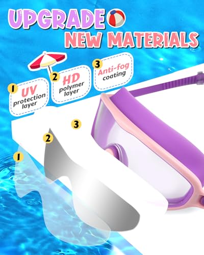 Image of Swim Goggles 2 Pack, Wide View Anti Fog&UV Swimming Goggles for Audlt, No Leak Pool Beach Essentials for Men Women