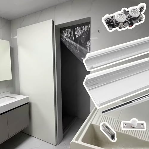 Kit de puerta corredera, diseño invisible sin rieles, juego de herrajes de cierre suave para armario y dormitorio, compatible con varios anchos de puerta
