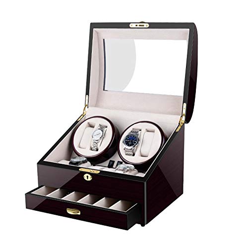 Ssrsgyp Agitador De Reloj De Cuerda Automática con Cerradura 4 + 12 Dígitos Caja De Almacenamiento De Reloj Mecánico Caja De Motor Eléctrico Mudo Antimagnético(Color:Segundo) Cover