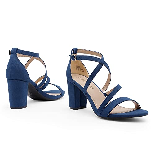 Image of DREAM PAIRS Women's Block Chunky Heels Sandals Open Toe Ankle Strappy Comfortable Dressy Sandals for Bridal Wedding Prom Party with Adjustable Cross Strap