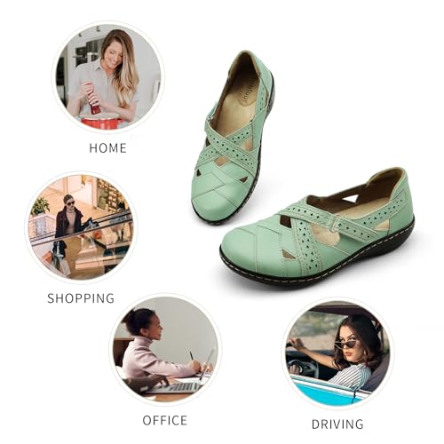 Irrefour Women's Classic Genuine Leather Casual Loafer Cute Slip-On Fashion Closed Toe Flat Sandal Comfy Work Sandal Everyday Walking Shoe4