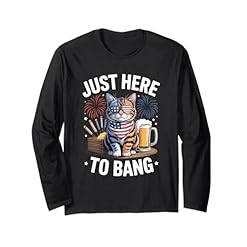 Celebrate the 4th in Style: Buy Our Festive Cat Fireworks Long Sleeve T-Shirt – 4th of July Patriotic Party Style