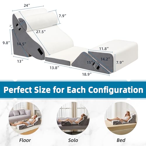 HABUTWAY Travesseiro de cunha de cama com 6 peças, almofada ortopédica para dormir com espuma de mem