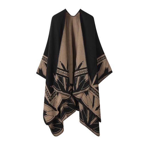 Women's Shawl Wraps Open Front Poncho Cape Travel Warm Sweaters Casual Cardigan Shawls for Fall Winter Christmas