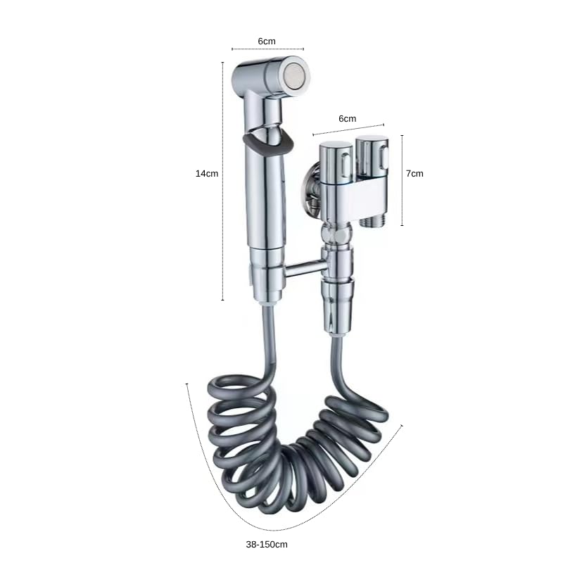 Ducha higiénica para WC, Grifo Bidet en acero inox para WC, Ducha bidet con chorro de agua, Grifo para Inodoro con manguera para bidet