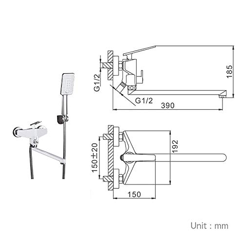 Robinet de baignoire blanc rotatif avec douchette à main chic - 4