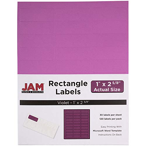 Jam Paper Return Address Labels - Standard Mailing - 1 X 2 5/8 - Violet - 120 Shipping Labels/Pack #TOP6