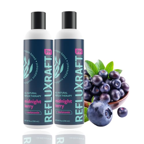 RefluxRaft Acid Reflux Therapy PM, Organic Alginate & Melatonin, Rapid & Lasting Gerd, LPR &...