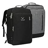 Hynes Eagle Carry on Backpack 38L Large Travel Backpack for Women Flight Approved Weekender Bag Laptop Backpack Men 15 inches Black with Black Grey