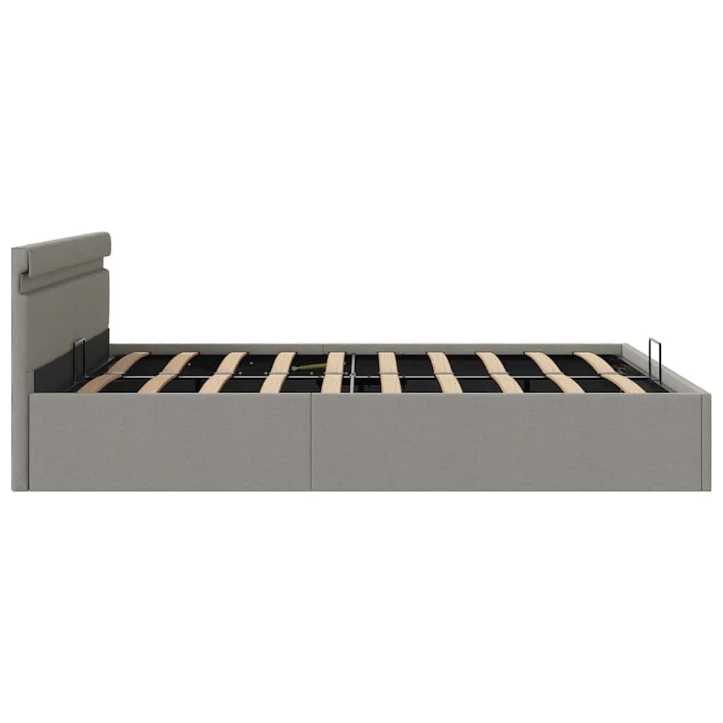 vidaXL - Betten & Bettgestelle - Stauraumbett Hydraulisch mit LED Hellgrau Stoff 180×200 cm