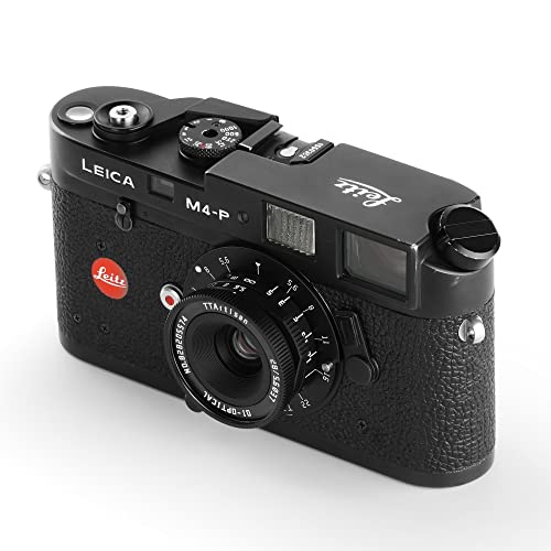 Cámara vintage Leica M4-P en primer plano resaltando su diseño clásico y dial de ajustes