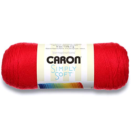 Image of Caron Simply Soft Solids Yarn (4) Medium Gauge 100% Acrylic - 6 oz - Red - Machine Wash & Dry