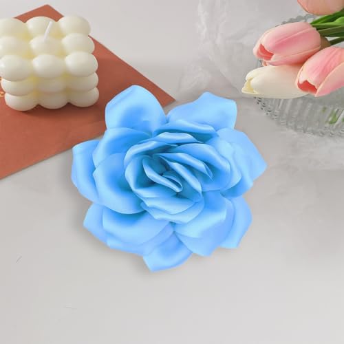 Image of Flower Brooch Pins for Women 5.5in Lapel Pins Large Rose Floral Brooches Dainty Satin Fabric Brooches Rose Flower Hair Clips Wedding Party Dance Clothes Accessories Jewelry